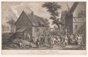Tanzende Menschen vor einem Gasthaus von Jean Daullé