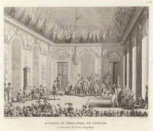 Hören des Direktoriums in Kostüm