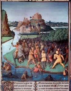 Schlacht zwischen Juden und Mazedoniern Miniatur aus „Das Buch der alten Juden“ (Jüdische Altertümer) von Jean Fouquet (1420-1481) 15. Jahrhundert Paris, B.N. von Jean Fouquet
