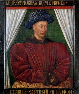 Porträt von Karl VII. (1403-1461), König von Frankreich. Gemälde von Jean Fouquet (1420-1481)