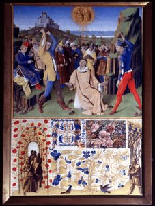 Das Martyrium des heiligen Stephanus durch Steinigung. Miniatur aus „Das Stundenbuch des Étienne Chevalier“ von Jean Fouquet (1420-1477/1481) von Jean Fouquet