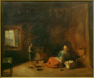 Bäuerliches Interieur von Jean Francois Gigoux