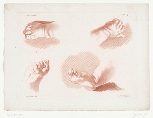 Zwei Kinderhände und -füße (Composities met delen van het menselijke lichaam) von Jean Francois Janinet