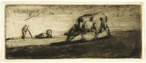 Ein Schaf beim Grasen von Jean Francois Millet