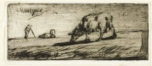 Ein Schaf beim Grasen von Jean Francois Millet