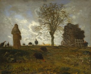 Herbstlandschaft mit einer Herde Truthähne, 1872-73