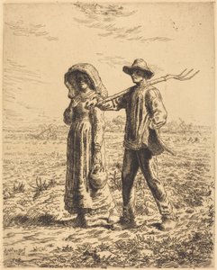 Abfahrt zur Arbeit (Le départ pour le travail) von Jean Francois Millet