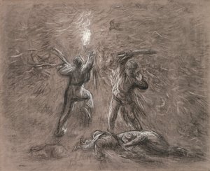 Vögel jagen bei Fackellicht von Jean Francois Millet