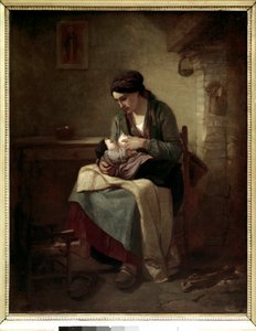 Bäuerin beim Stillen von Jean Francois Millet