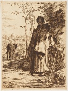 Hirtin beim Stricken von Jean Francois Millet