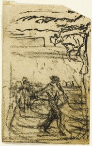 Skizzen, Fragment: Bauer sitzt am Fuße eines Baumes von Jean Francois Millet