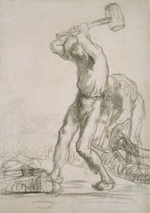Zwei Bauern beim Sägen und Spalten von Holz, ca. 1850-1851