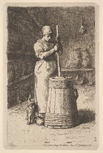 Frau beim Butterrühren, 1855-56