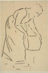 Frau, die einen Eimer leert von Jean Francois Millet