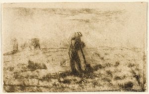 Frau hängt Wäsche auf von Jean Francois Millet