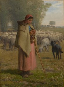 Junges Mädchen, das ihre Schafe bewacht, ca. 1860-1862