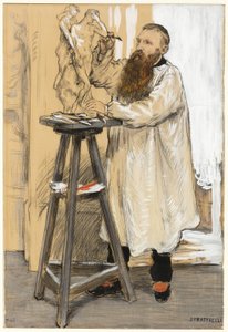 Porträt des Bildhauers Auguste Rodin in seinem Atelier