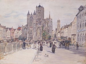 Ansicht der St.-Nikolauskirche in Gent von Jean Francois Raffaelli