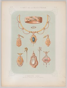 Schmuckdesigns in Gold und Roségold, 1879