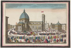 Ansicht des Doms von Florenz mit einer Prozession am Fronleichnamstag von Jean François Daumont