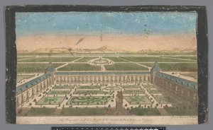 Ansicht des Gartens und des Palacio del Buen Retiro in Madrid von Jean François Daumont