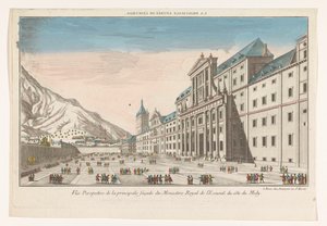 Ansicht des Klosterkomplexes El Escorial in der Nähe von Madrid, von der Südseite gesehen von Jean François Daumont