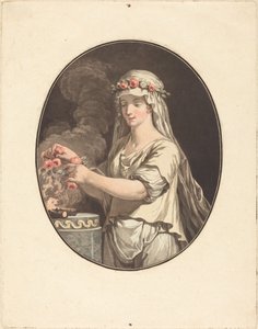 Die junge Vestalin von Jean François Janinet after Jean Jacques François Le Barbier I