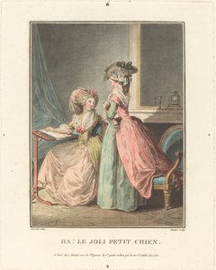 Ha! Der hübsche kleine Hund von Jean François Janinet after Nicolas Lavreince