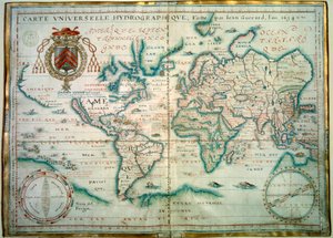 Universale hydrographische Karte. Manuskript von Jean Guerard, französischer Geograph. 1734. Paris, B.N. von Jean Guerard