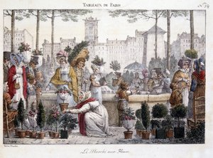 Der Blumenmarkt - Lithographie von Brocas von Jean Henri Marlet