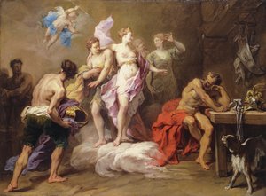 Venus bestellt Waffen bei Vulkan für Aeneas