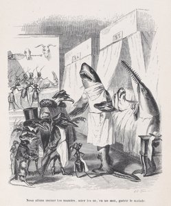 Wir werden die Muskeln einschneiden, die Knochen sägen, mit einem Wort, die Kranken heilen, ca. 1837-47 von Jean Ignace Isidore Gérard