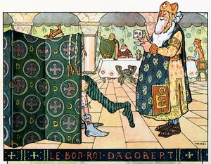 Die Geschichte des Elsass erzählt den Kindern von Onkel Hansi von Jean Jacques Waltz dit Hansi (1873-1951), Privatkollektion: Der gute König Dagobert (um 602-um 639); Achtung! Die Nutzung dieses Werks kann einer Genehmigung Dritter unterliegen von Jean Jacques (1873 1951) Waltz