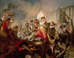 Jeanne Hachette bei der Belagerung von Beauvais im Jahr 1472, 1778 von Jean Jacques Francois Le Barbier