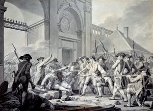 Fall von Nancy: Am 31. August 1790 startete der Marquis de Bouillé (1739-1800) eine Repression gegen die Soldaten der Garnison von Nancy, die sich gegen ihre Offiziere auflehnten. Die Schlacht fand vor dem Wachposten am Stainville-Tor statt von Jean Jacques Francois Le Barbier