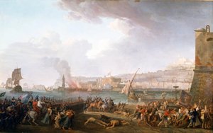 Einzug der französischen Armee unter dem Kommando von General Championet in Neapel, 21.01.1799. Gemälde von Taurel Jean Jacques François (1757 - 1832). 1799. Schlösser von Versailles und Trianon