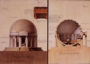 Der Tempel der Erde - Erhebung und Schnitt von Lequeu von Jean Jacques Lequeu