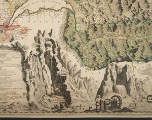 Nova Helvetiae tabula geographica illustrissimis et potentissimis cantonibus et rebuspublicis reformatae religionis Tigurinae, Bernensi, Glaronensi, Basiliensi, Scaphusianae, Abbatis Cellanae (Detail), ca. 1712
