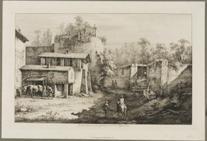 Landschaft mit Reiter und Schmied von Jean Jacques de Boissieu
