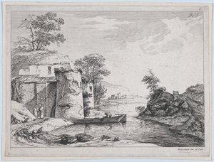 Alte Türme am Flussufer von Jean Jacques de Boissieu