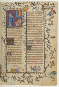 Seite aus dem Brevier von Karl V.: Jesaja kündigt das Kommen des Messias an, mit der Erscheinung der Madonna