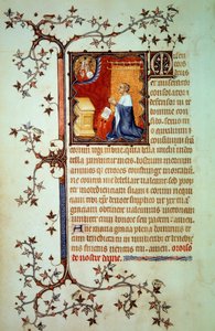 Herzog Johann I. von Berry (1340-1416) betet vor Gott (Miniatur aus dem Stundenbuch des Johann von Berry, um 1375) von Jean Le and workshop (attr. to) Noir