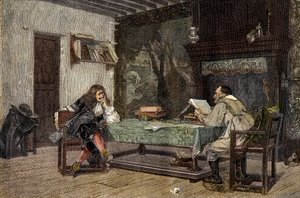 Zusammenarbeit zwischen Jean Baptiste Molière und Pierre Corneille, französische Dramatiker - Gravur nach dem Gemälde von Jean-Léon Gérôme von Jean Leon (after) Gerome