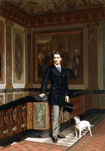 Conte de la Rouchefoucauld Duc de Doudeauville mit seinem Terrier, ca. 1870er von Jean Leon Gerome