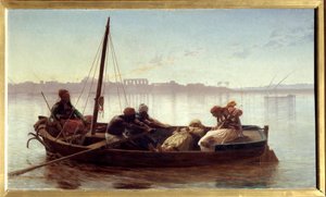 Gefangener von ägyptischen Seeleuten auf dem Nil transportiert. Gemälde von Jean Leon Gerome (1861)