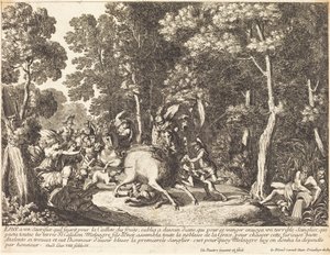 Atlanta und Meleager jagen den Eber von Kalydon