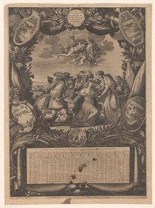 Kalender für 1659: Allegorie auf die Unterwerfung Flanderns unter Ludwig XIV von Jean Lepautre