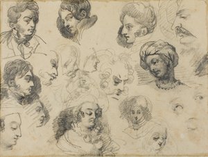 Skizzen von Köpfen von Jean Louis André Théodore Géricault