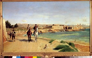 Antibes, der Ausritt. Der Künstler und sein Sohn Charles (1848-1917), Maler. von Jean Louis Ernest Meissonier