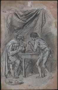 Lazarillo de Tormes stiehlt einem Blinden das Getränk von Jean Louis Ernest Meissonier